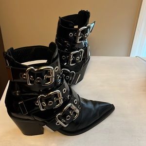 Jeffrey Campbell black patent boots